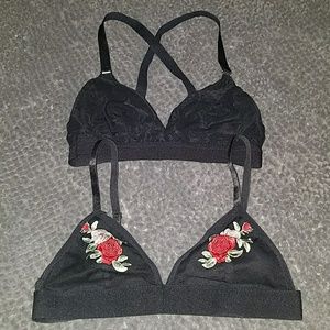Two sheer bralettes